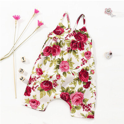 

Summer Infant Baby Girls Floral Print Vest Backless Romper Jumpsuit Clothes