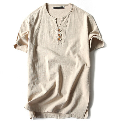 

2019 Men Holiday 100 Cotton Mock Turtleneck Shirt Short Sleeved Pre-Shrunk