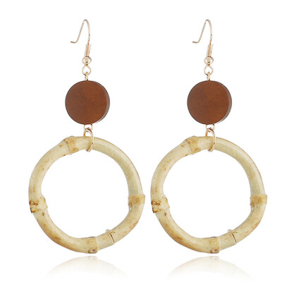 

Vintage Round Wooden Earrings For Women Handmade Retro Jewelry New Design Drop Dangle Earrings Boucle Doreille