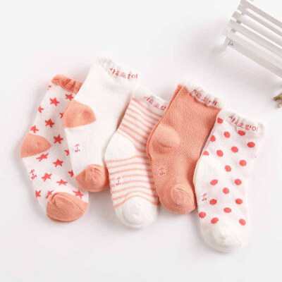 

5 Pairs Children Socks Summer Thin Section Cotton Mesh Breathable Baby Socks