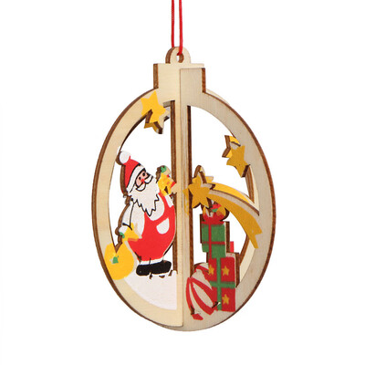 

〖Follure〗1PC New Christmas Tree Ornaments Hanging Xmas Tree Party Decor 3D Wooden Pendant