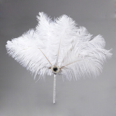 

Vintage Bridal Feather Bouquet Decorative Fan Crystal Bridesmaid 20s Gatsby Wedding Bouquet Flapper Accessories