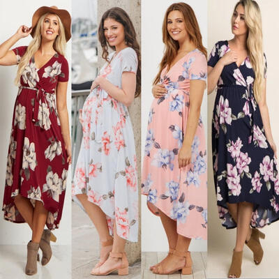 

4 Colors Pregnant Women Long Maxi Dresses Maternity Gown Photography Photo Shoot Clothes S-XL