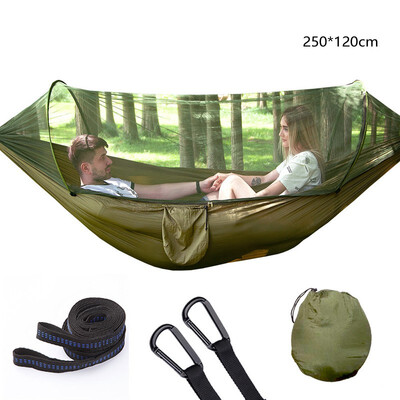 

Automatic unfolding Portable Outdoor Camping Hammock with Mosquito Net Parachute Hammocks Beds Hanging Swing Sleeping Bed Tree Ten