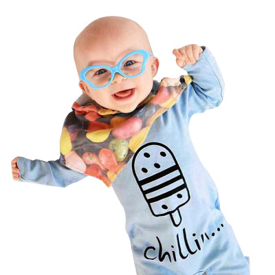 

Fashion Kids Infant Baby Boys Girls Long Sleeve Letter Print Romper Clothes 70