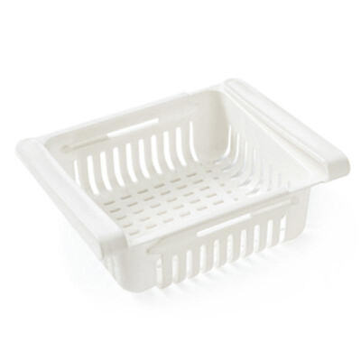 

Kitchen PP Storage Box Food Fruit Container Organizer Rack Pull-out Drawer Stretch Refrigerator Storage Basket White