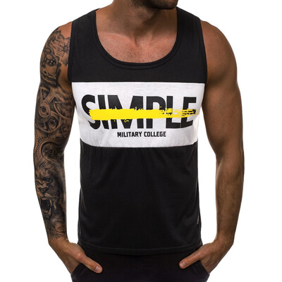 

Toponeto Mens Summer Casual Fashion Alphabet Printing Elastic Sleeveless Vest Blouse Top