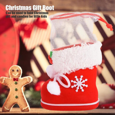 

Cute Red Christmas Flocking Boot Shoe Candy Gift Holder Container Xmas Hanging Ornament Christmas Decor Boot Christmas Gift Sock