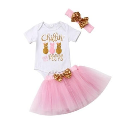 

Newborn Baby Girl Bodysuit Romper Bow Princess Party Tulle Skirt Dress Outfit