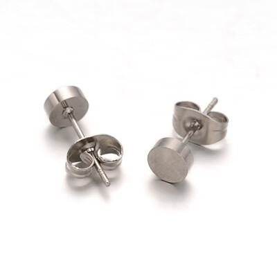 

Flat Round 304 Stainless Steel Stud Earrings Stainless Steel Color 5x2mm Pin 08mm