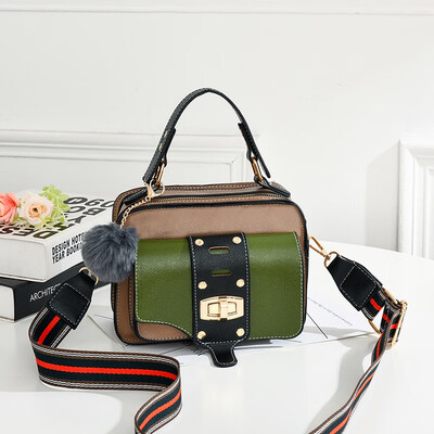 

Womens new wave contrast color small square bag diagonal leisure box handbag shoulder Joker ins womens bag