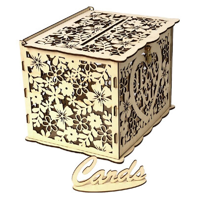 

Wedding Card Box with Lock Rustic Wood Gift Box Card Holder for Wedding Anniversary Reception Baby Shower Party