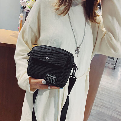 

Tailored Women Canvas Single Shoulder Messenger Bag Small Square Bag Corduroy Bag