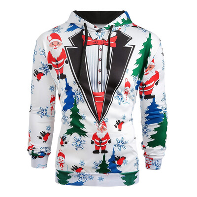 

Christmas Tree Santa Printed Drawstring Hoodie