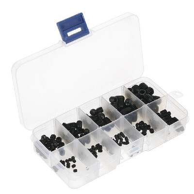 

200pcs Black Allen Head Socket Internal Hex Set Grub Screw Assortment Cup Point Screws Kit for Home Use