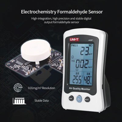 

UNI-T A25F Indoor Air Quality Detector Formaldehyde PM25 Monitor Meter Laser Temperature Humidity for Outdoor Environment