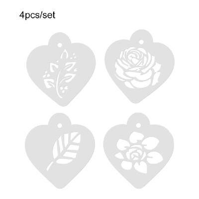 

4pcsset Cake Cookie Stencil Mold Heart Flower Words Fondant Set for Wedding Cake Side Decoration Mould Baking Pastry Spray Tool