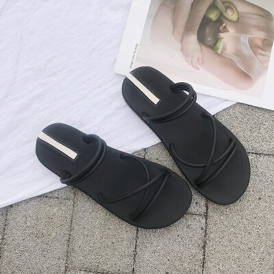 

Roman sandals ins tide 2019 summer new 100 flat bottom candy color girl beach fashion slippers