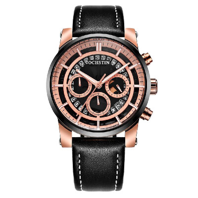 

OCHSTIN Business Men Watch Leather Strap Quartz Sport Wristwatch Calendar Fashion Casual Male Watches