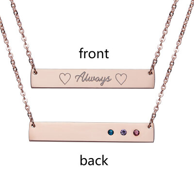 

Engraved on Double Sides Blank Bar Pendant Necklace Rhinestone Custom Nameplate Date Encourage Word Letter Personalized Necklace