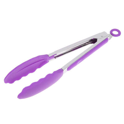 

Stainless Steel Silicone Kitchen Tongs Barbecue BBQ Meat Clip Food Clamp