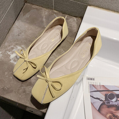 

Butterfly-knotted single shoe summer flat sole shallow mouth water drilling bean shoe fairy wind soft sole skid-proof pregnant