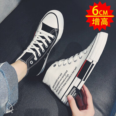 

2019 new summer canvas Korean version casual mens shoes with high bank Hong Kong style autumn board shoes mandarin duck tide shoe