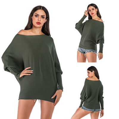 

〖Follure〗Women Autumn Winter Knit Batwing Sleeve Round Neck Casual Solid Color Sweater
