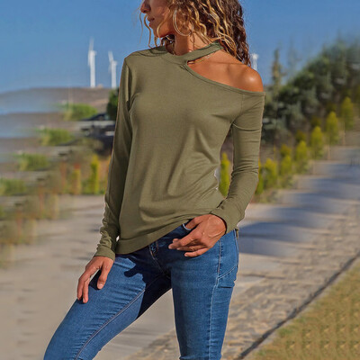 

Starmoon Women Casual Solid Long Sleeve Off Shoulder Blouse Tops