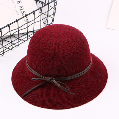 

South Korean bow cotton hemp bowl Hat Womens dome folding sun hat sun protection outdoor fisherman hat solid color bowl hat