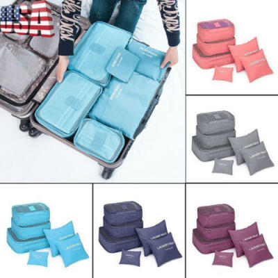 

6PCS Travel Storage Bag Set Clothes Luggage Packing Cube Organizer Suitcase Bags