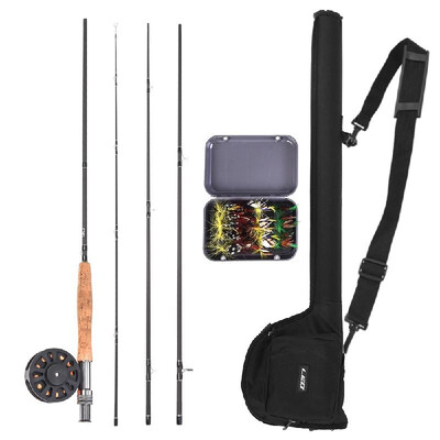 

9 Fly Fishing Rod&Reel Combo with Carry Bag 20 Flies Complete Starter Package Fly Fishing Kit
