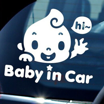 

20cm Carved Cutout Baby In Car Baby on Board Sticker Cute Kawaii Carved Baby Sticker Car