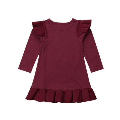 

Cotton Kids Baby Girls Dress Ruffle Long Sleeve Party Tutu Dress Clothes 1-6Y