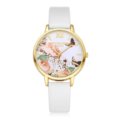 

LVPAI Luxury Leather Women Dress Watches Wristwatch Fashion Flower Butterfly Ladies Bracelet Female Round Clock Quartz Watch 533