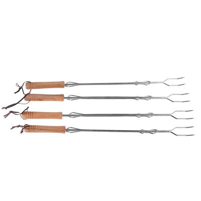

4pcs Stainless Steel BBQ Fork Flexible Holder Grill Needle Kitchen Tool
