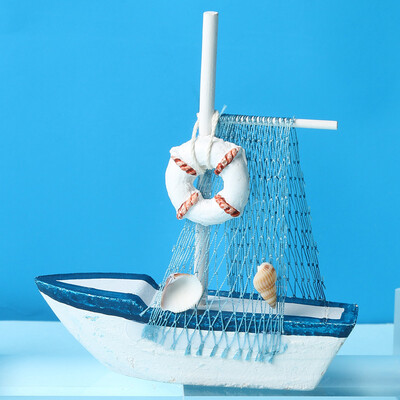 

Gobestart Marine Theme Wooden Sails Model Ornaments Home Decor Resin Crafts Photo Prop