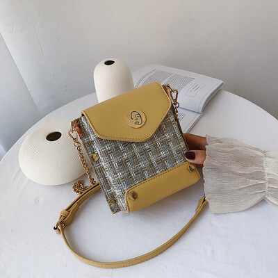 

Summer ins super fire woven bag female 2019 new Korean version of the wild single shoulder slung fashion chain small square bag