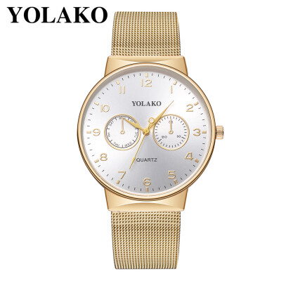 

Gobestart YOLAKO Mens Quartz Stainless Steel Band Newv Strap Watch Analog Wrist Watch