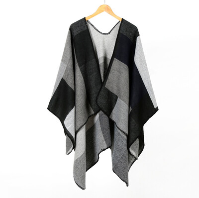

Autumn&winter scarf wild plaid ladies travel shawl imitation cashmere Europe&the United States foreign trade national wind split thick cloak