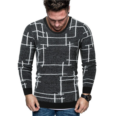 

Toponeto Men New Autumn Winter Splicing Casual Long Sleeve Knitting Sweaters Tops Blouse