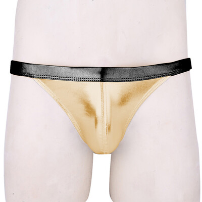 

Mens Sexy Lingerie Briefs Thongs Bulge Pouch Patent Leather Shiny Underpants