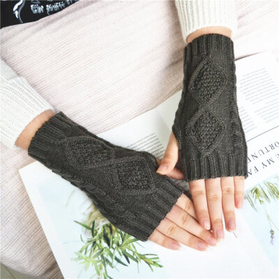 

Fashion Women Arm Winter Warmer Fingerless Knitted Long Gloves Cute Mittens