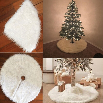 

Gobestart 90cm Christmas Plush Long Haired Christmas Tree Skirt Christmas Tree Skirt Decor