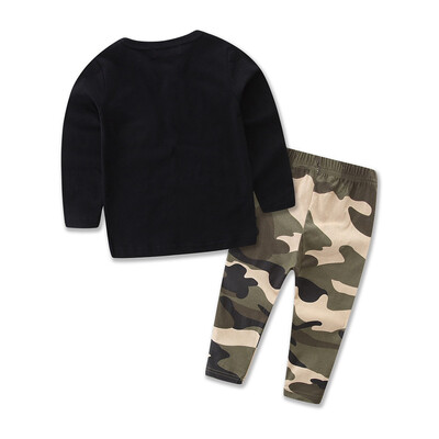 

Toddler Kid Baby Boy Set Clothes Letter Print Tops Camouflage Pants Outfits Set
