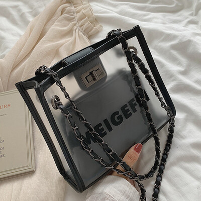 

Texture foreign gas transparent bag 2019 new fashion shoulder bag summer small fresh Messenger bag