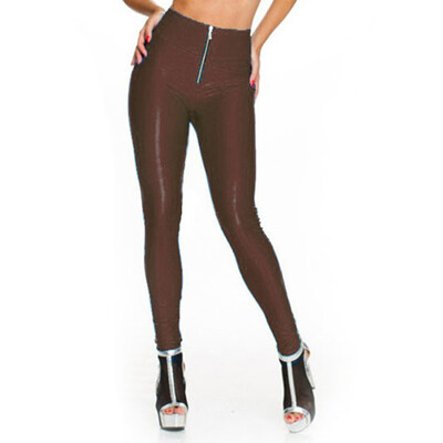 

Ladies PU Leather Slim Fit Pencil Pants Casual Sexy Winter Clubwear Trousers