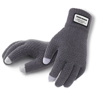 

Mens Knitted Touch Screen Gloves Solid Thicken Full Finger Gloves For Winter Wool Cashmere Solid Gloves