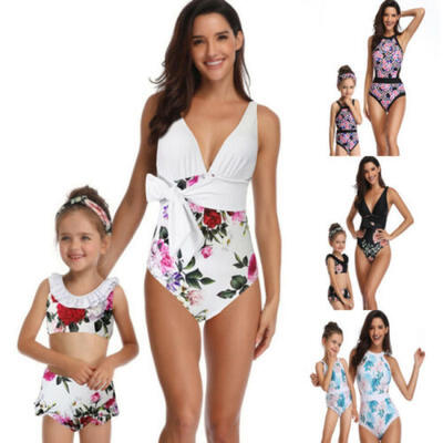 

Mother Daughter Women Girls Kids Floral Swimsuit Family Matching Outfits Clothes