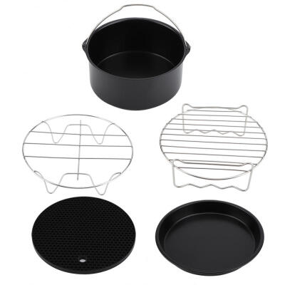 

Greensen 7Inch 5pcsset Air Fryer Accessories Kit Pizza Pan Cake Barrel Metal Holder Cooking Tools